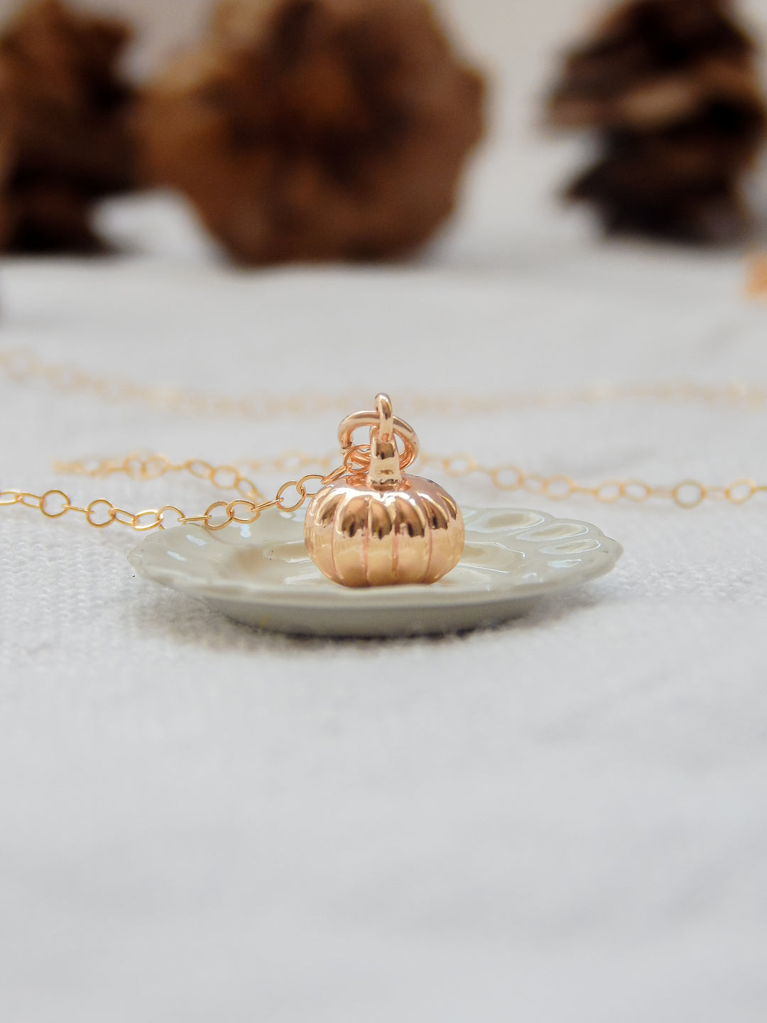 Gold Pumpkin Charm Necklace