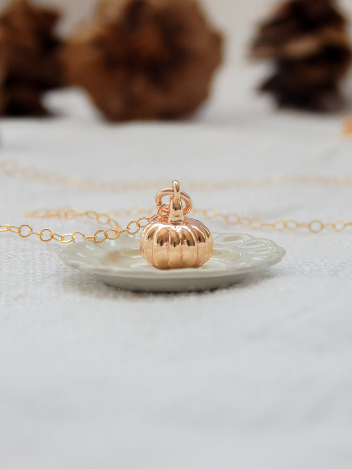 Gold Pumpkin Charm Necklace