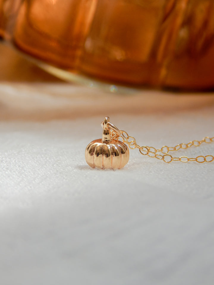 Gold Pumpkin Charm Necklace