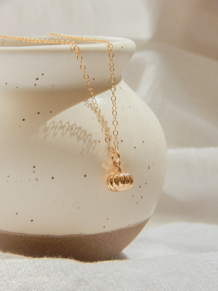 Gold Pumpkin Charm Necklace