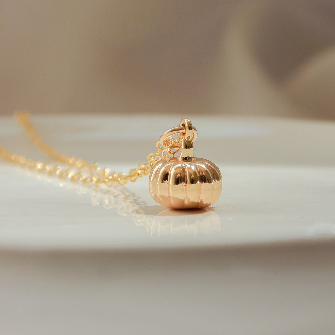 Gold Pumpkin Charm Necklace