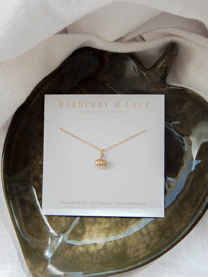 Gold Pumpkin Charm Necklace