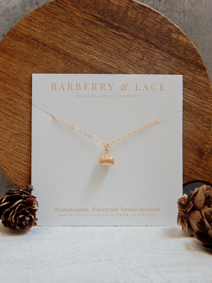 Gold Pumpkin Charm Necklace