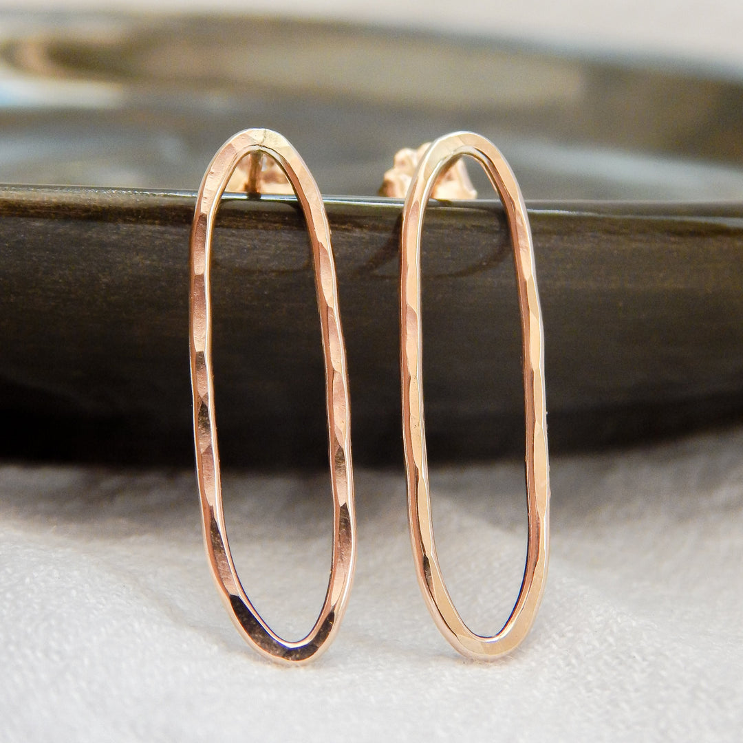 Hammered Oval Stud Earrings