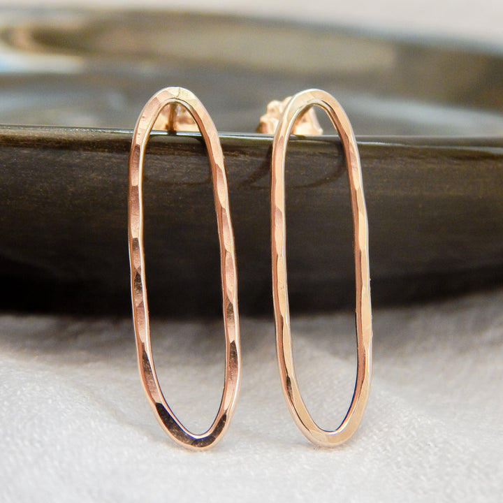 Hammered Oval Stud Earrings