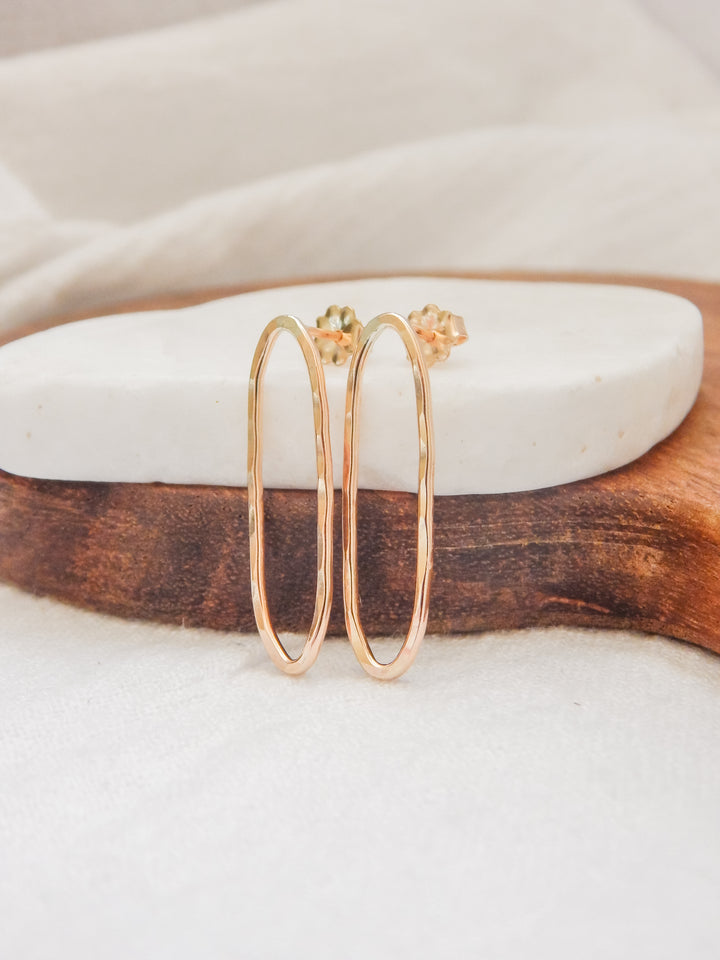 Hammered Oval Stud Earrings