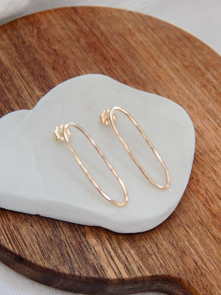 Hammered Oval Stud Earrings