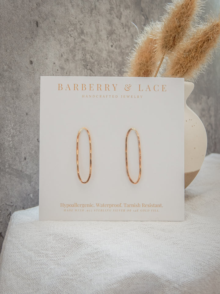 Hammered Oval Stud Earrings