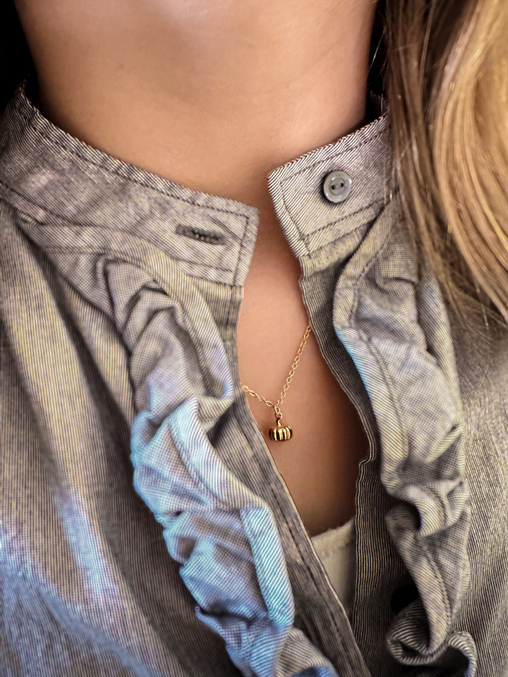 Gold Pumpkin Charm Necklace