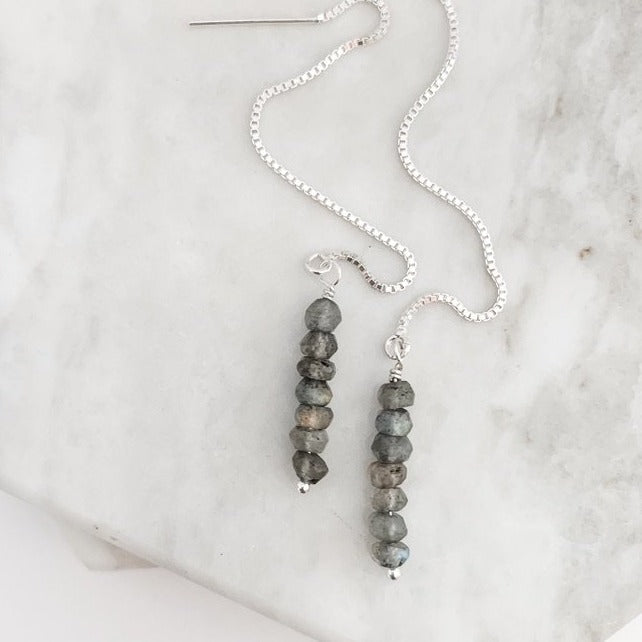 Labradorite Threaded Earrings