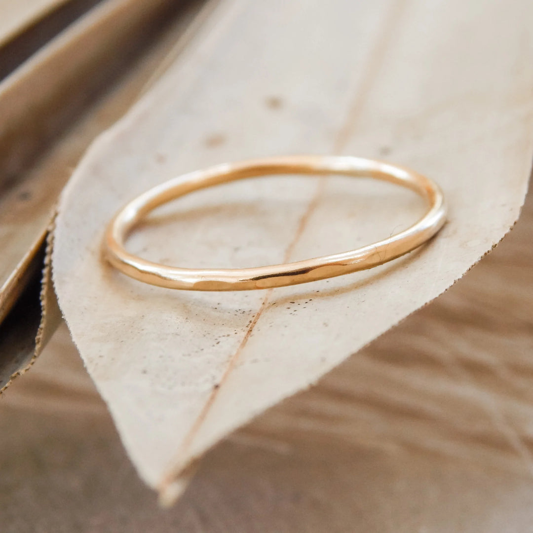 Thin Hammered Band Stacking Rings