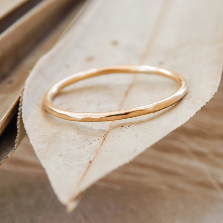 Thin Hammered Band Stacking Rings
