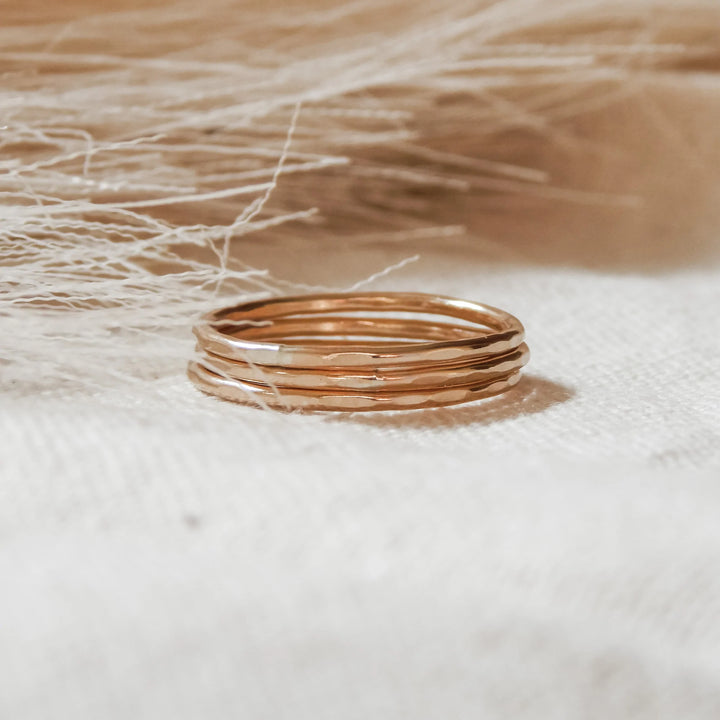 Thin Hammered Band Stacking Rings