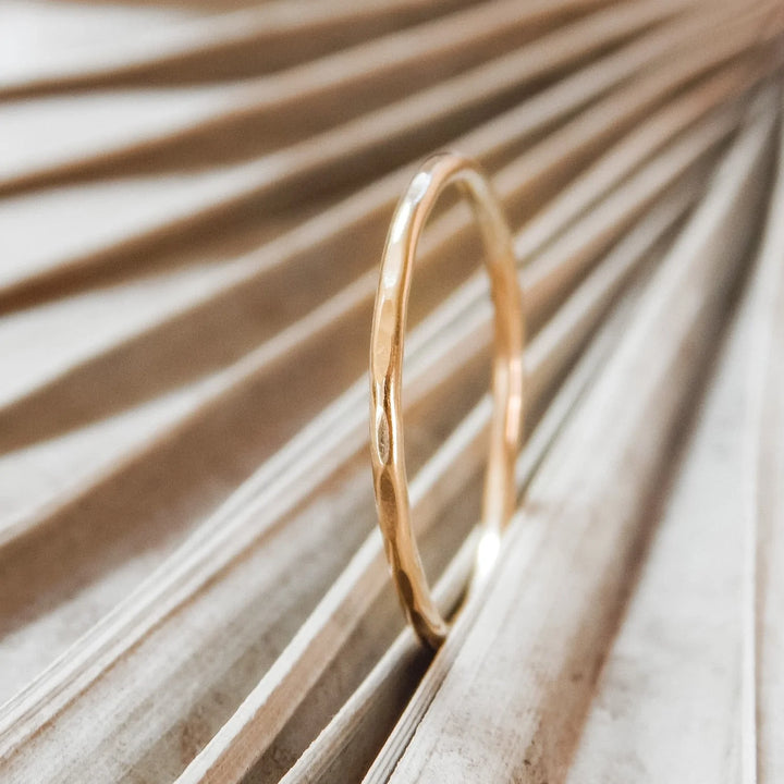Thin Hammered Band Stacking Rings