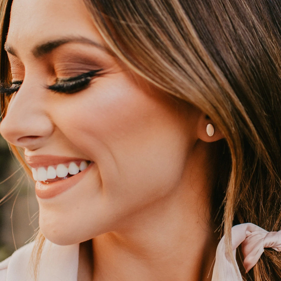 Oval Stud Earrings - Barberry + Lace