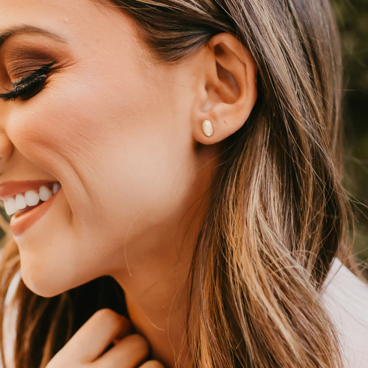 Oval Stud Earrings - Barberry + Lace