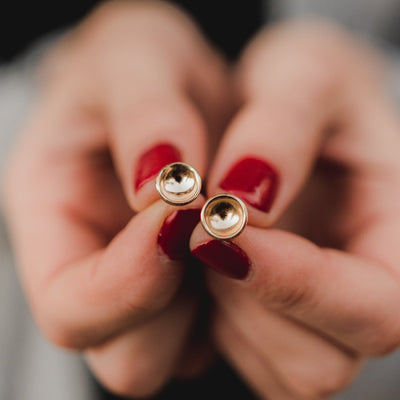 Concave Disc Stud Earrings - Barberry + Lace