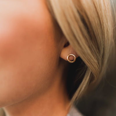 Open Circle Stud Earrings - Barberry + Lace