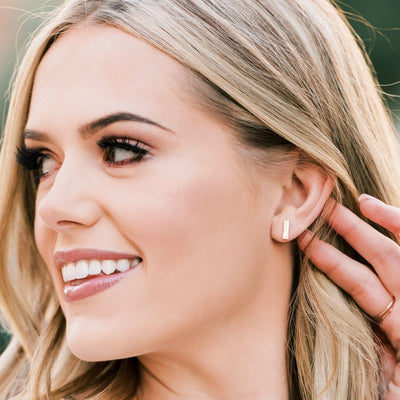 Short Bar Stud Earrings