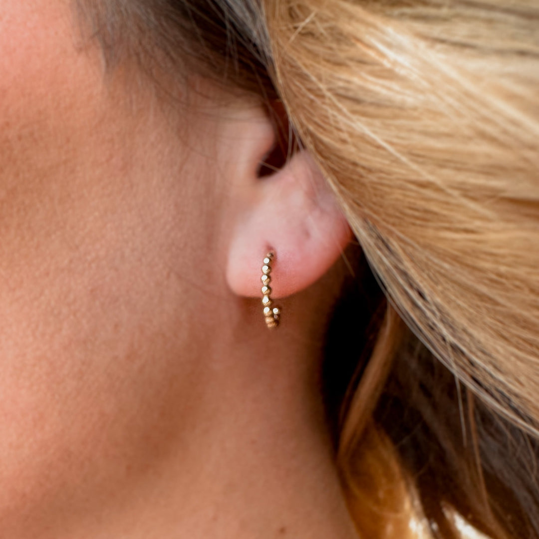 Beaded Huggie Hoop Earrings