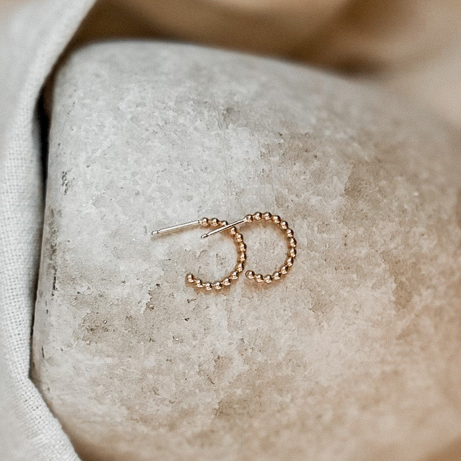 Beaded Huggie Hoop Earrings