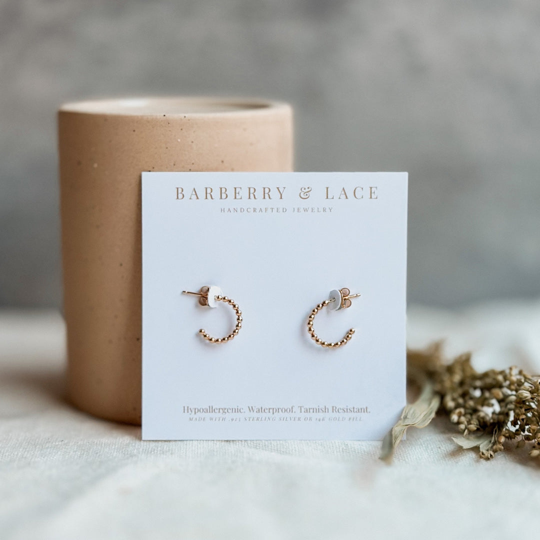 Beaded Huggie Hoop Earrings