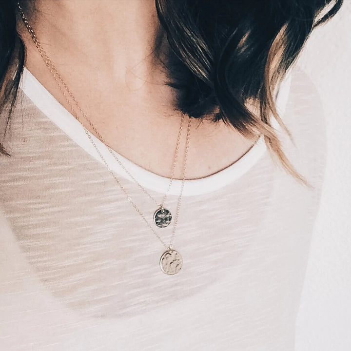 Hammered Disc Necklace - Barberry + Lace