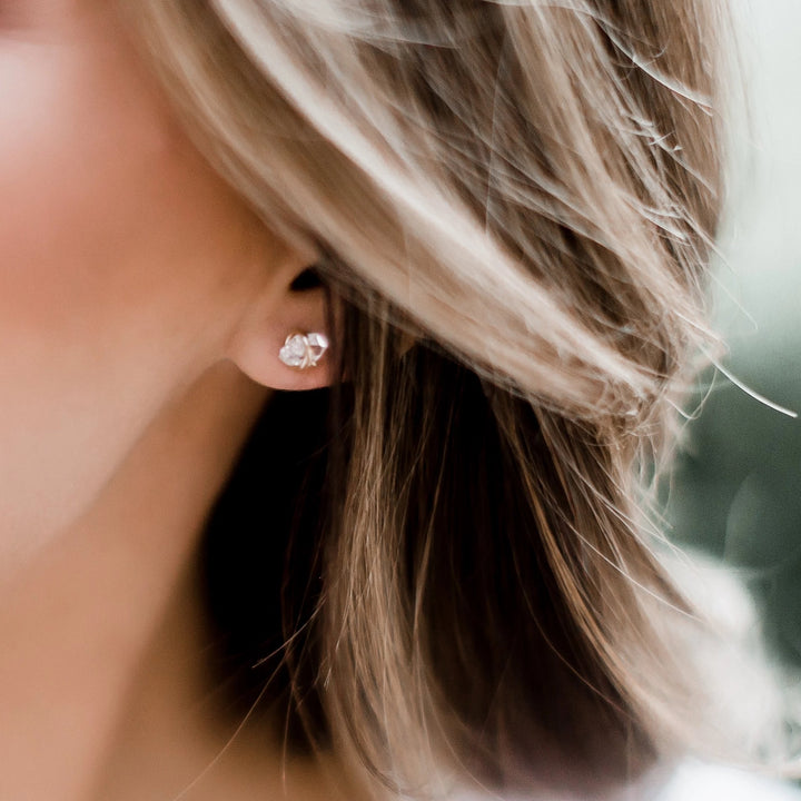 Herkimer Diamond Stud Earrings - Barberry + Lace
